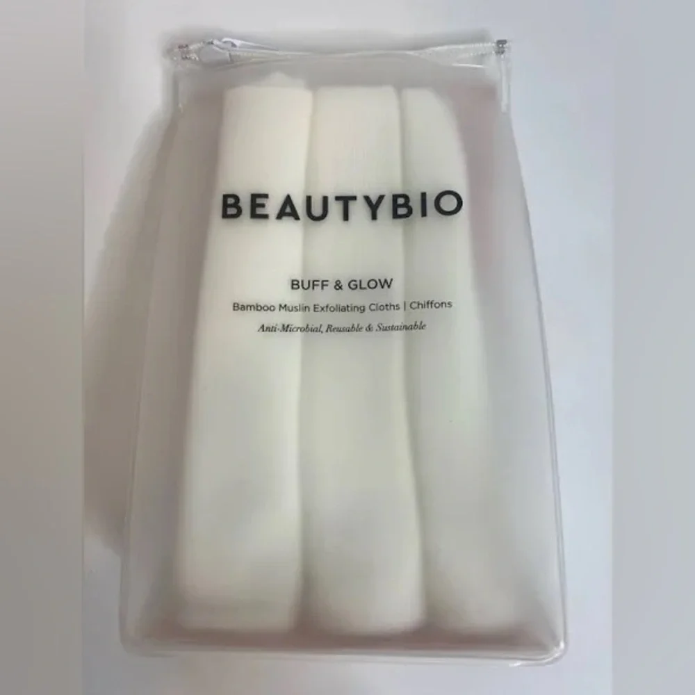 ✨ BEAUTYBIO Buff & Glow Bamboo Muslin Exfoliating Cloths (Set of 3) ✨